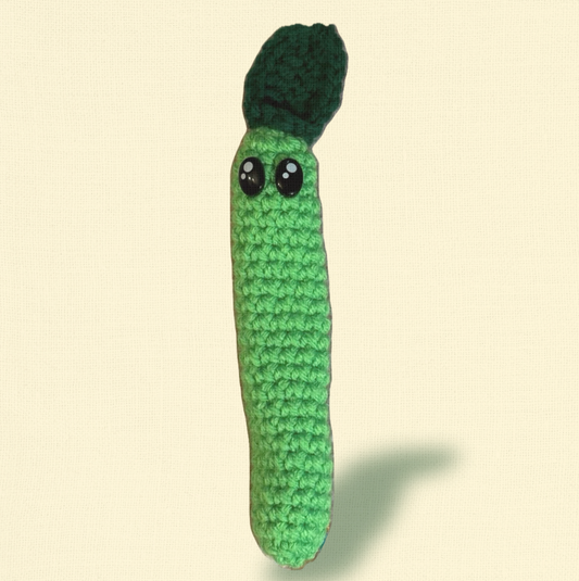 Leaf Stick, a handmade catnip toy from Feline Grove’s Chunkle Puff collection, shown alone on a neutral background. Woven green leaf form with crinkle texture highlights luxury craftsmanship and playful design.