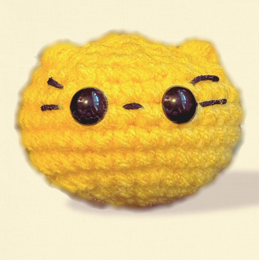 Pippa the Chonk, a handmade weighted Chunkle Chunk catnip toy by Feline Grove, shown alone on a neutral background. Round plush form highlights luxury craftsmanship, botanical fill, and collectible charm.