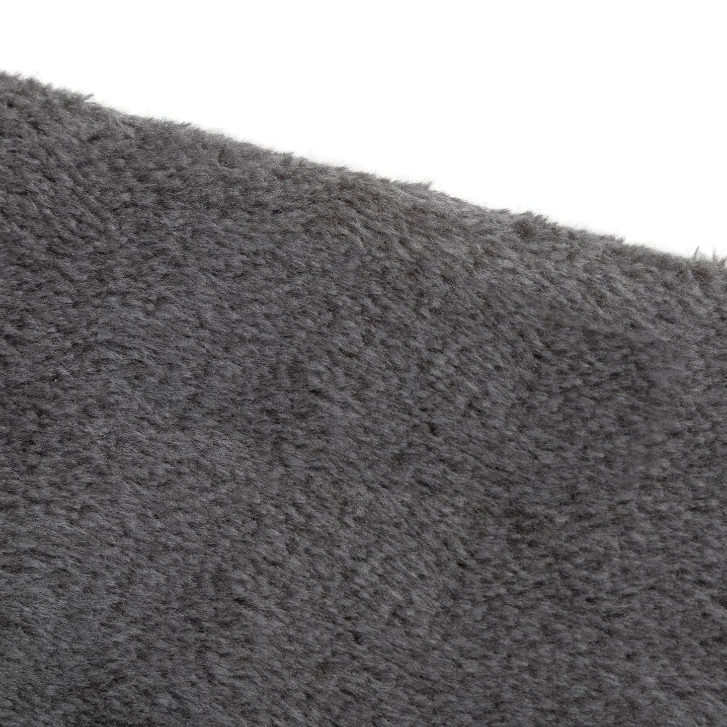 Close-up of soft grey faux fur fabric used in The Grove Set, showing its plush texture and gentle density—inviting for feline lounging and stylish in any interior.