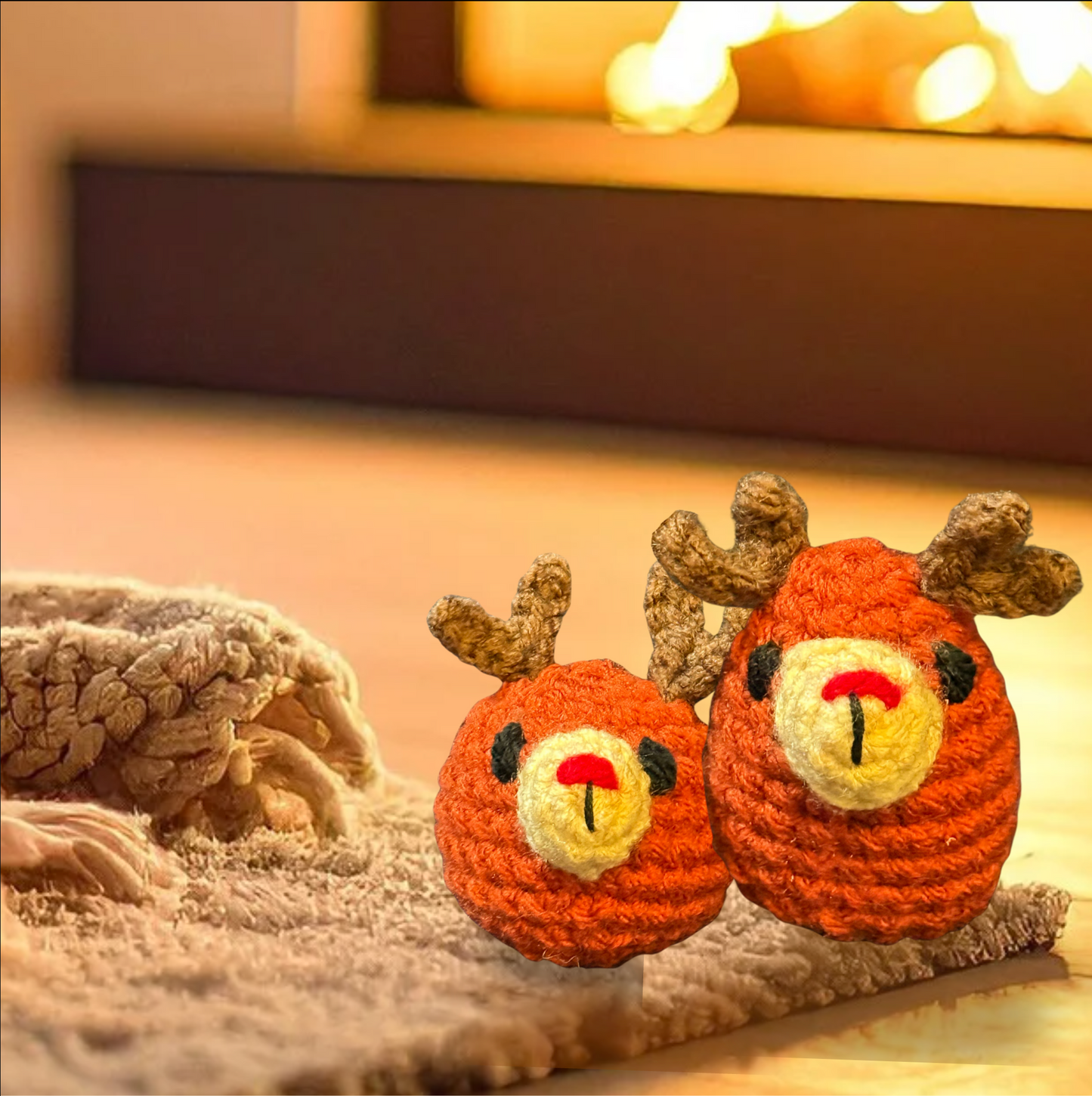 Winter reindeer duo | one weighted, one lightweight cat toy