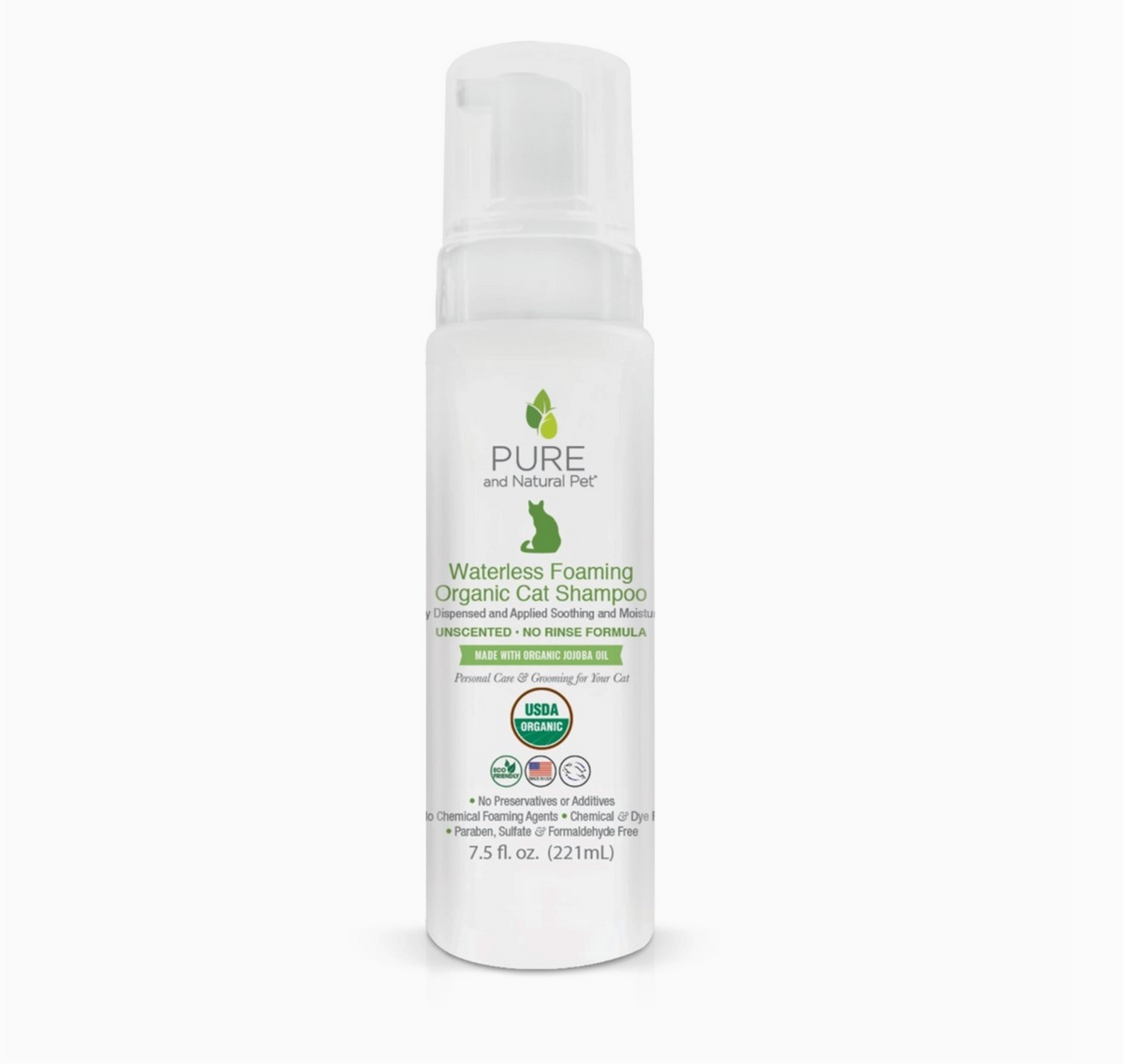 Waterless Foaming Organic Cat Shampoo (Unscented)