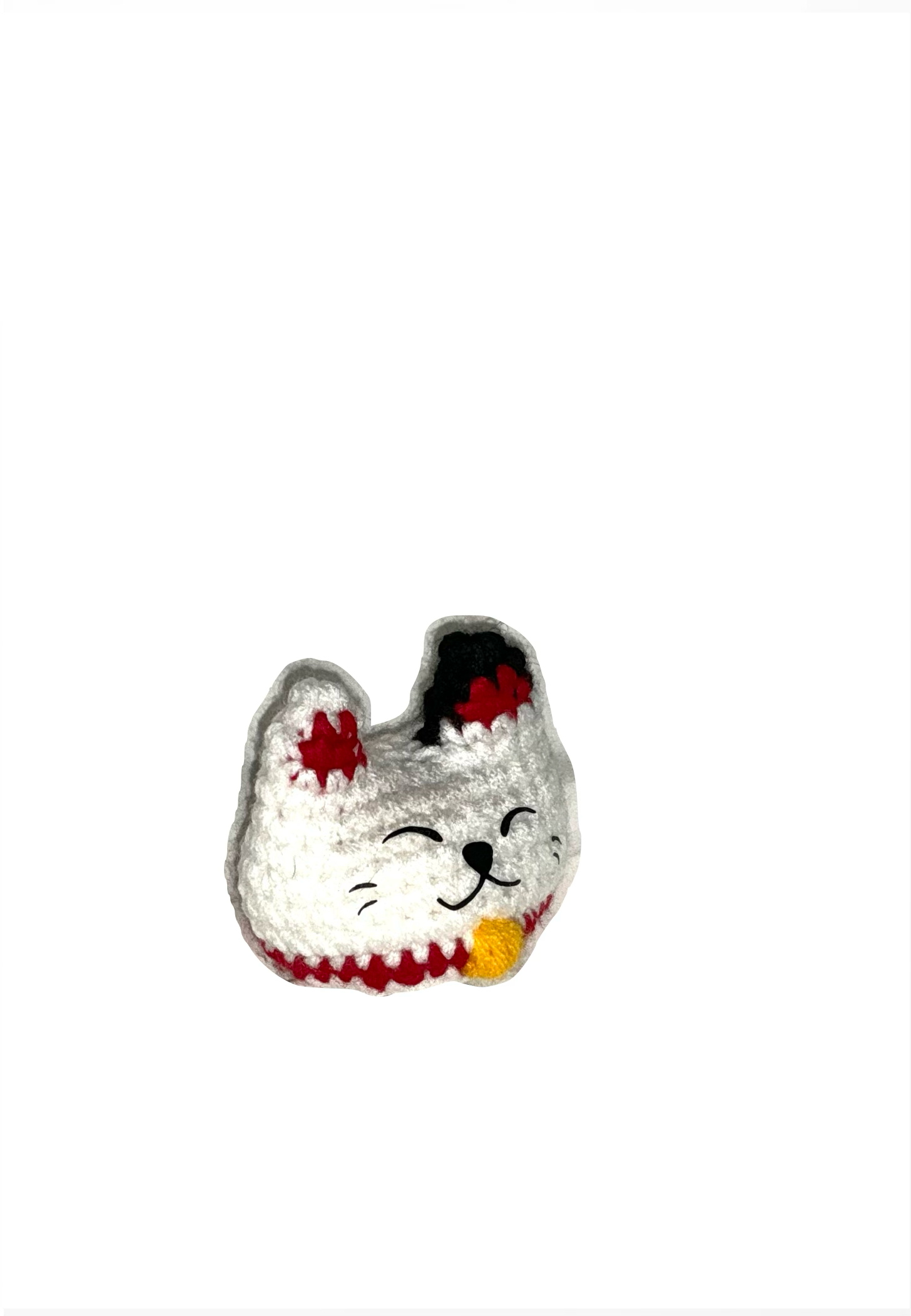 Small Chunkle Chunk plush cat toy of a lucky cat design on a white background